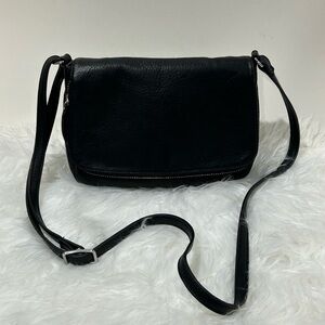 Anthropologie Margot Black Leather Crossbody Bag